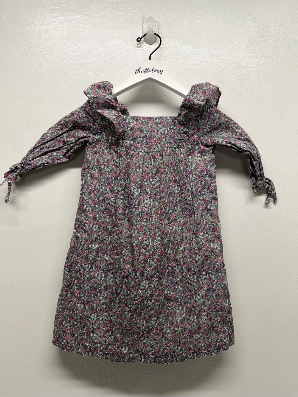 La Coqueta Girls Dress Long Sleeve Cotton Square Neck Floral Pink Kids Size 6 Y